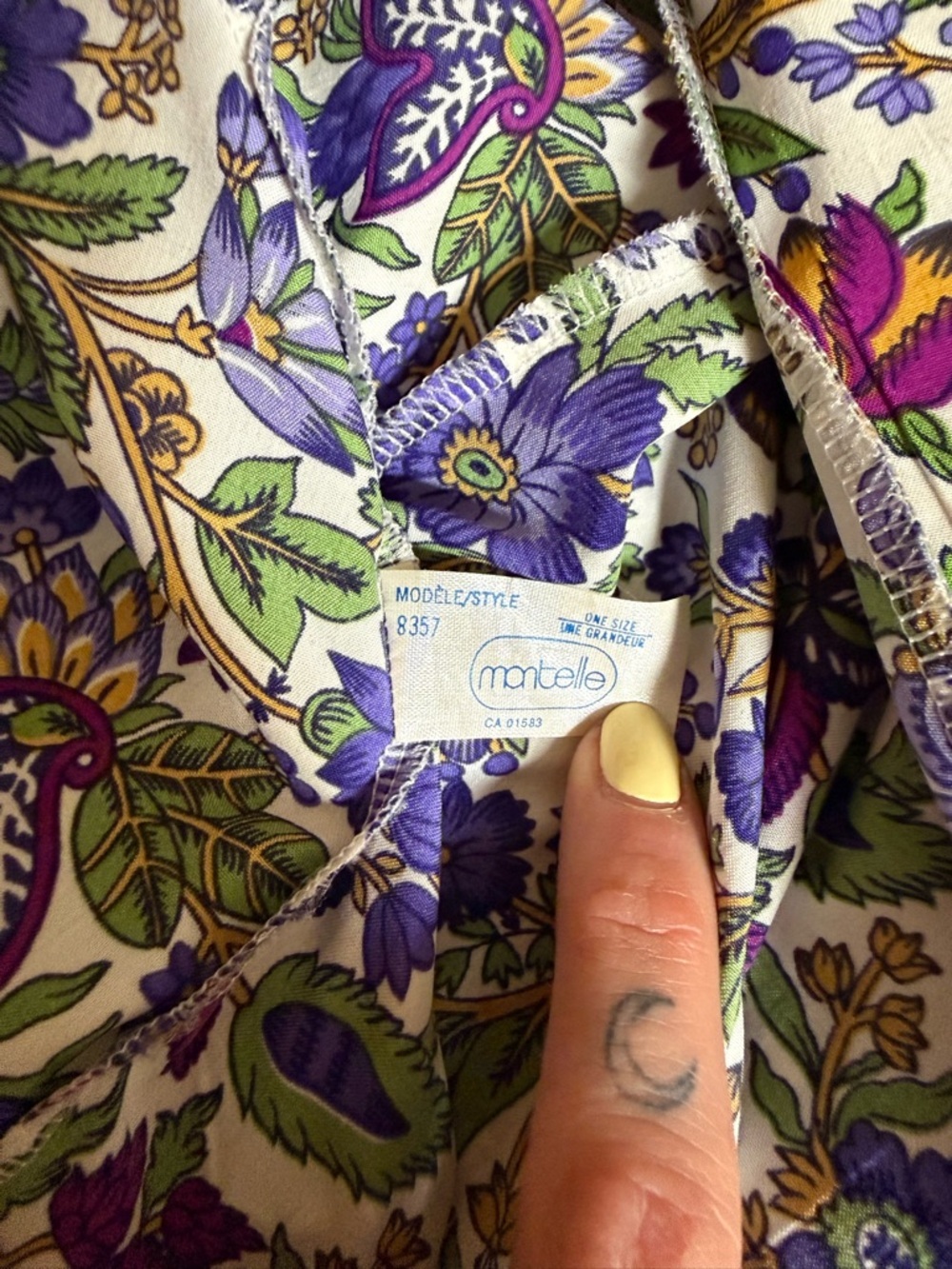 Brettons | Vintage Floral Spring Kimono Wrap Robe in Purple & Green Size S - Picture 8 of 8